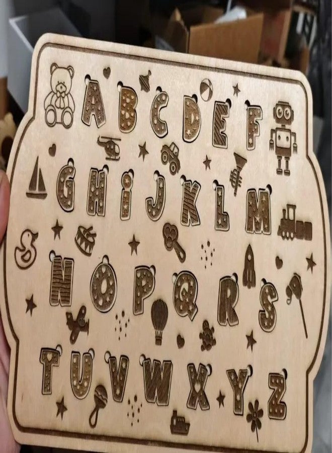 مكعبات ثلاثية الأبعاد، لوحة تعليمية خشبية مقطوعة بالليزر للأحرف الأبجدية الإنجليزية من الألف إلى الياء - أحجية تعليمية بأشكال جذابة - لعبة تعليمية يدوية الصنع من الخشب الطبيعي للأطفال الصغار ومرحلة ما قبل المدرسة - Image 2